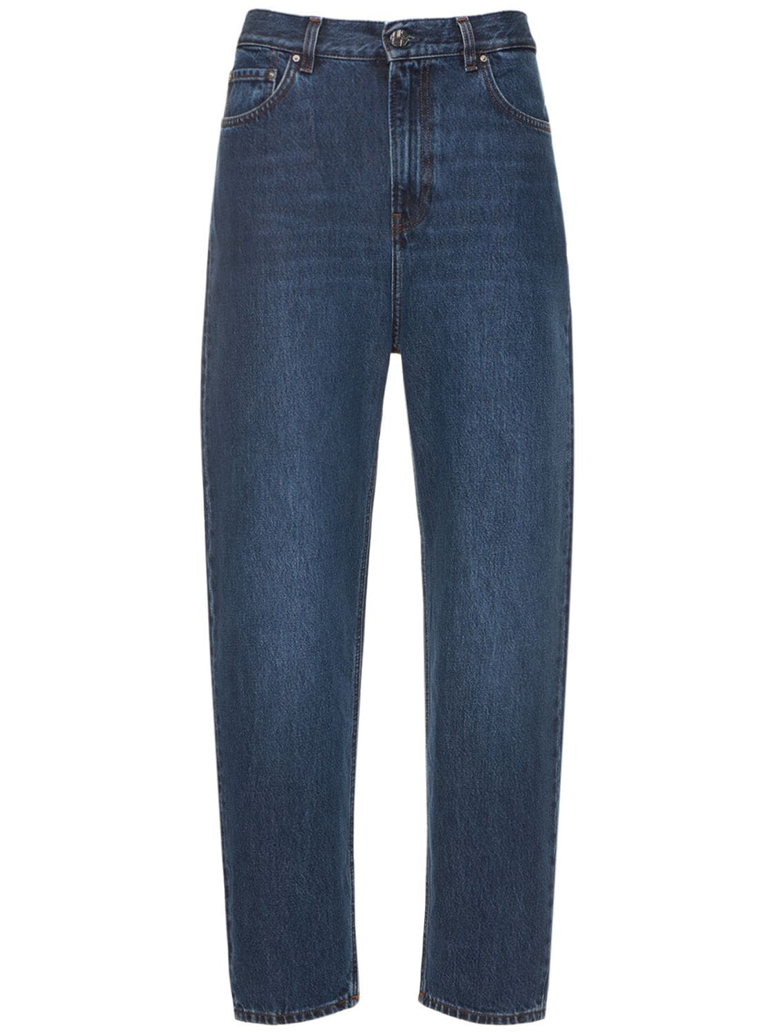 Totême High Rise Tapered Organic Cotton Jeans In Blue