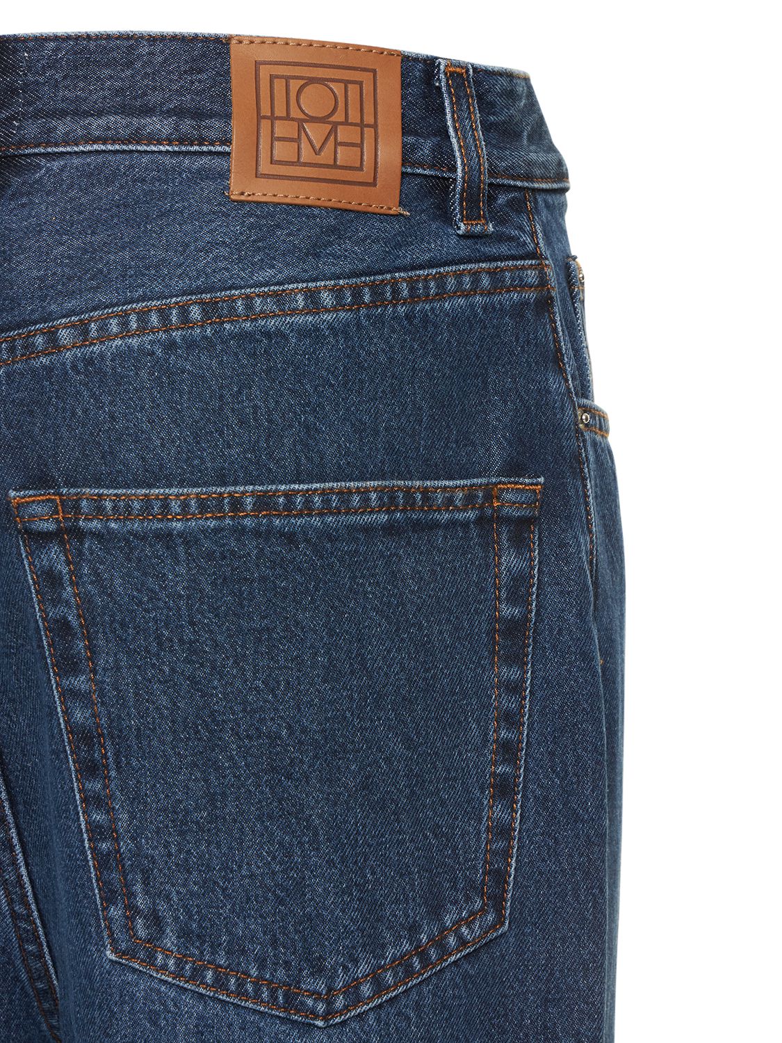 Shop Totême High Rise Tapered Organic Cotton Jeans In Blue