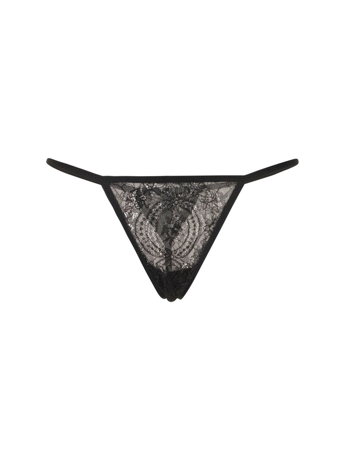 Anine Bing Vivian Lace Thong In Black ModeSens