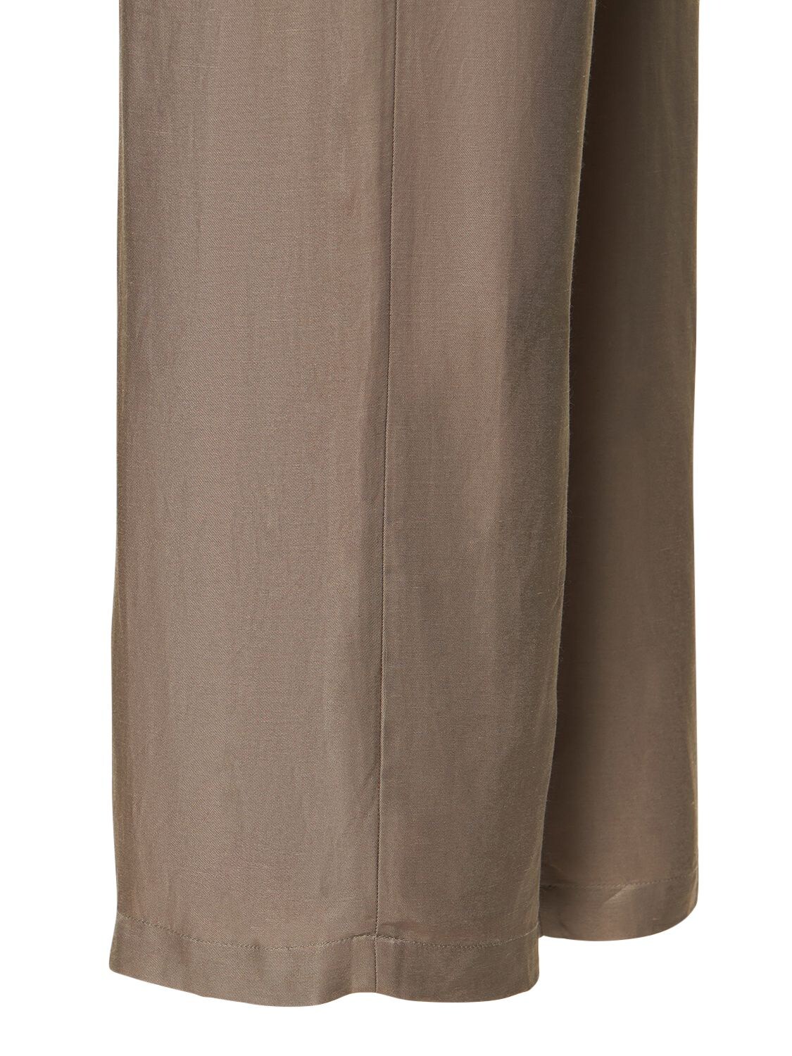 Shop Anine Bing Carrie Linen Blend Straight Pants In Olive Green