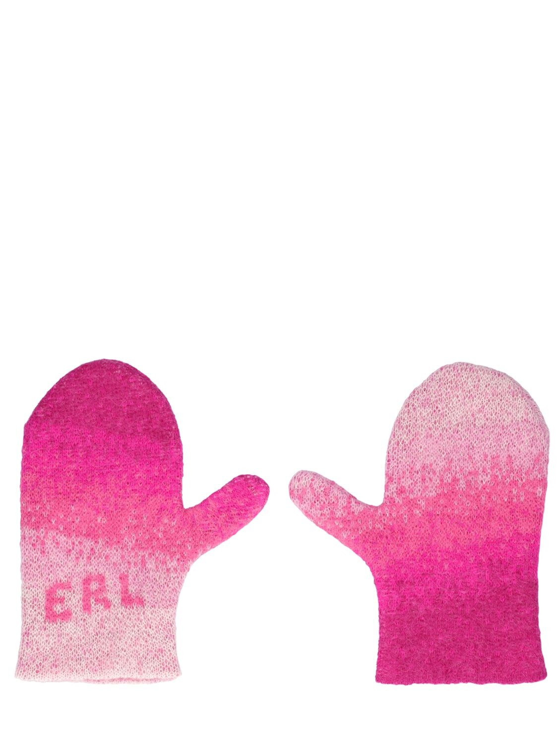 Erl Mohair Blend Gradient Logo Gloves In Pink,multi