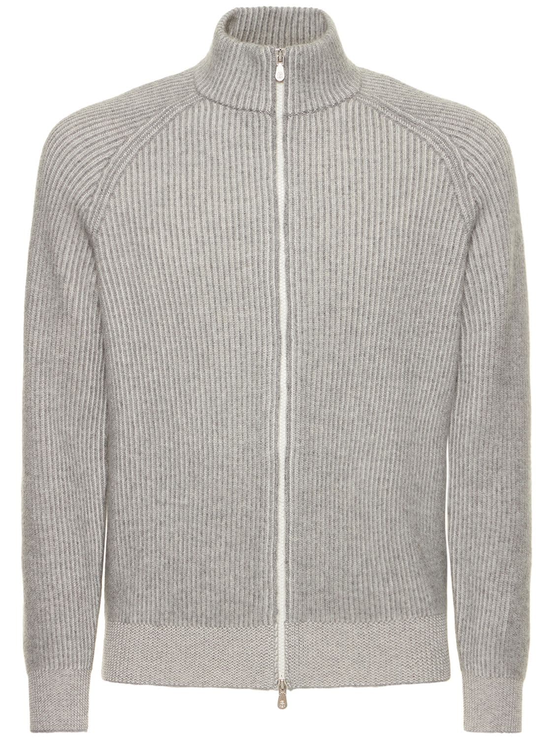 Cashmere Knit Zip Sweater