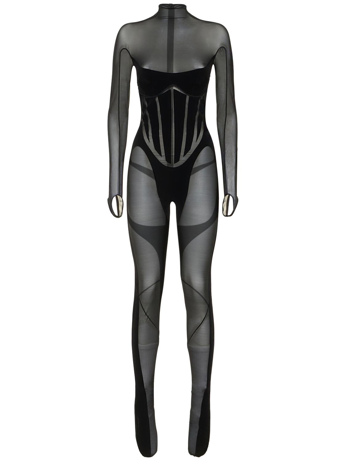 WOLFORD MUGLER X WOLFORD FLOCKED SHAPING CATSUIT