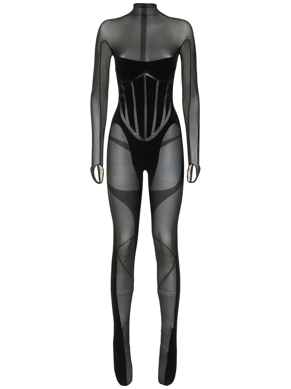 WOLFORD MUGLER X WOLFORD FLOCKED SHAPING CATSUIT