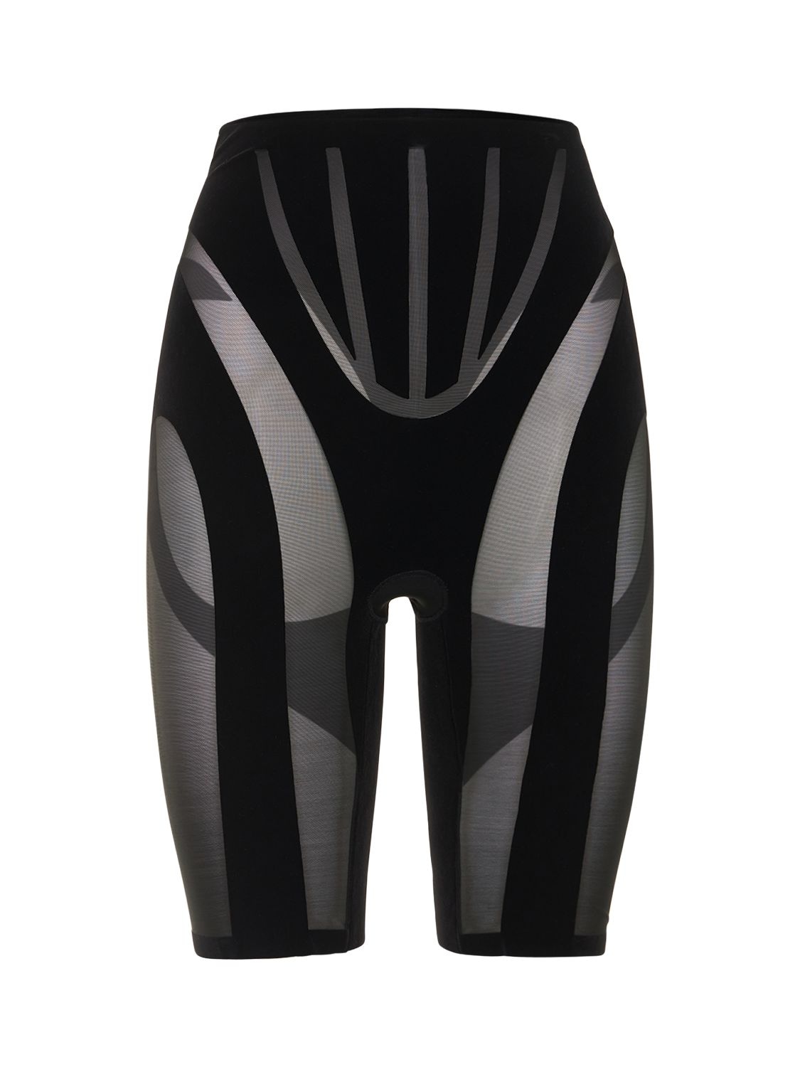Wolford X Mugler Mesh-panelled Shaping Shorts In Black