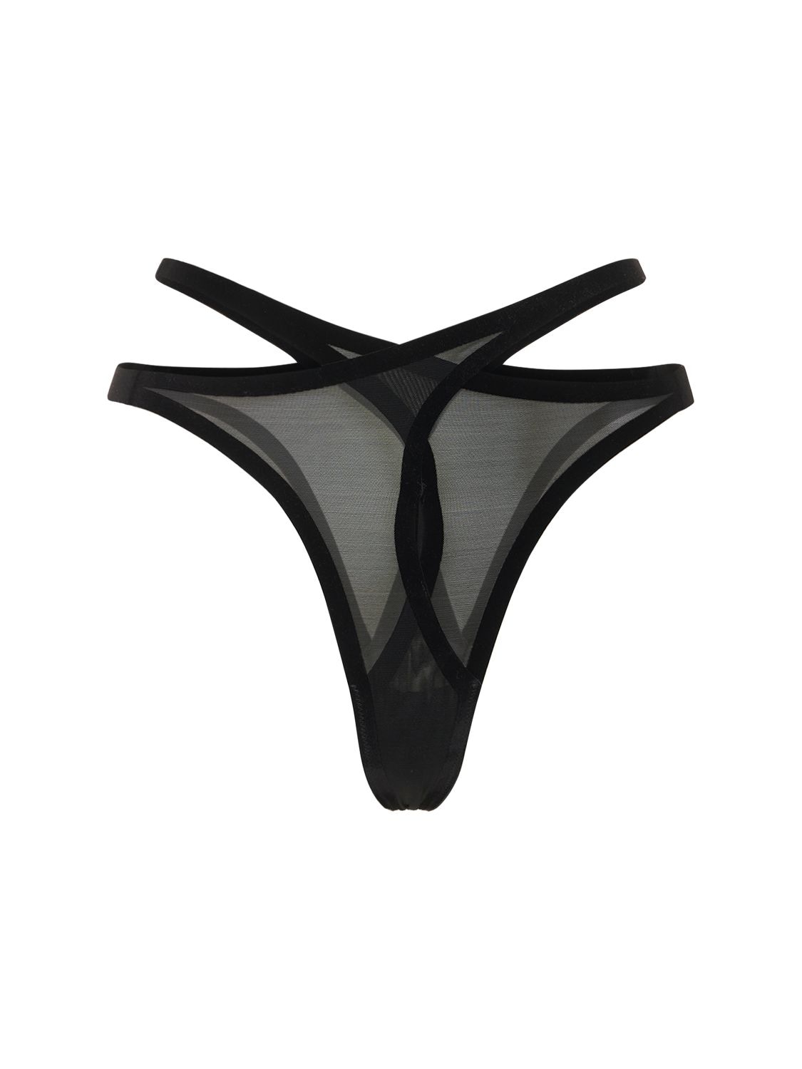 WOLFORD MUGLER X WOLFORD FLOCKED SHAPING THONG