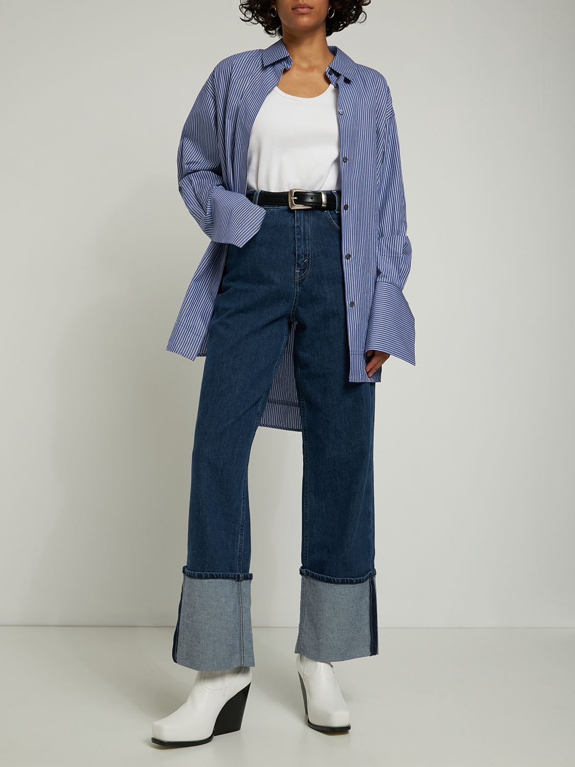 BITE Wide Fold-up Straight Denim Jeans