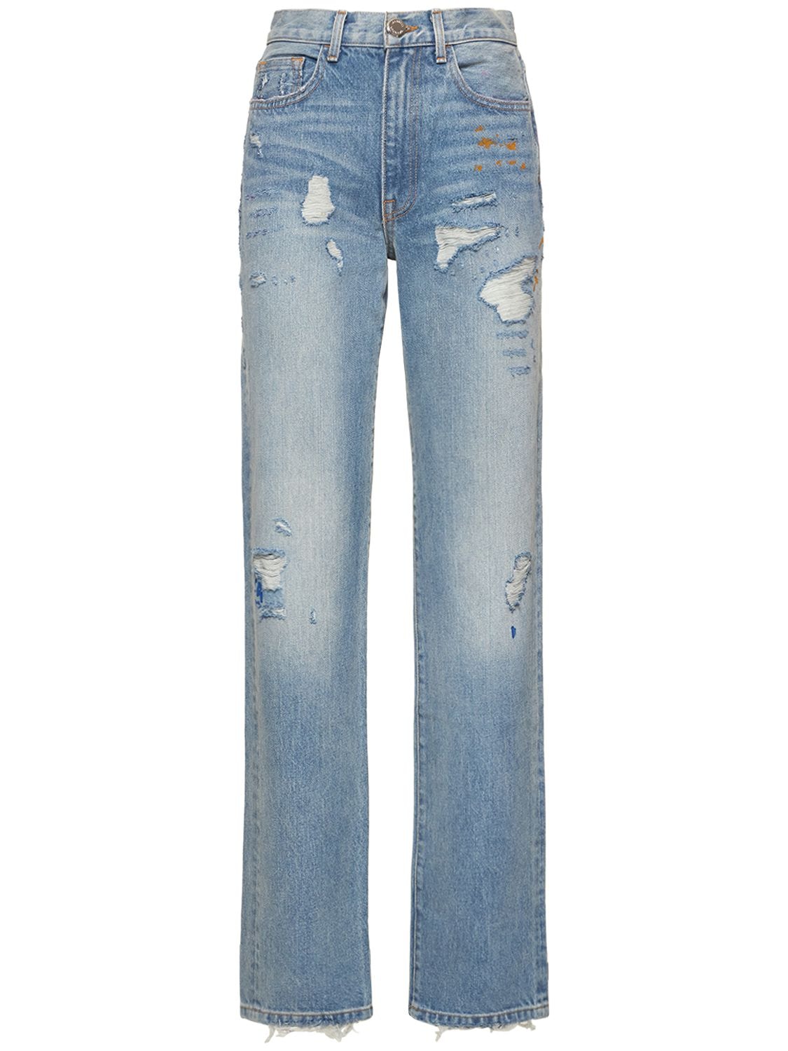 BRANDON MAXWELL High Waist Straight Cotton Denim Jeans