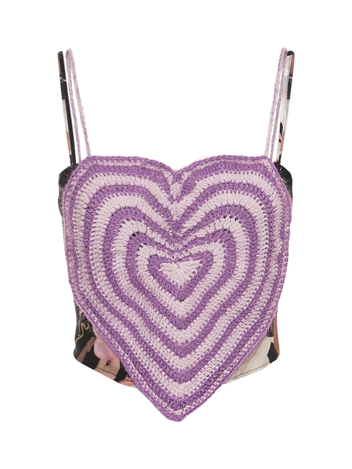MARCO RAMBALDI Heart Stretch Viscose Knit & Printed Top