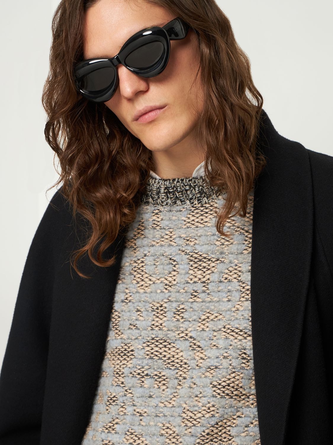 Shop Loewe Inflated Cat-eye Sunglasses In Black,smoke