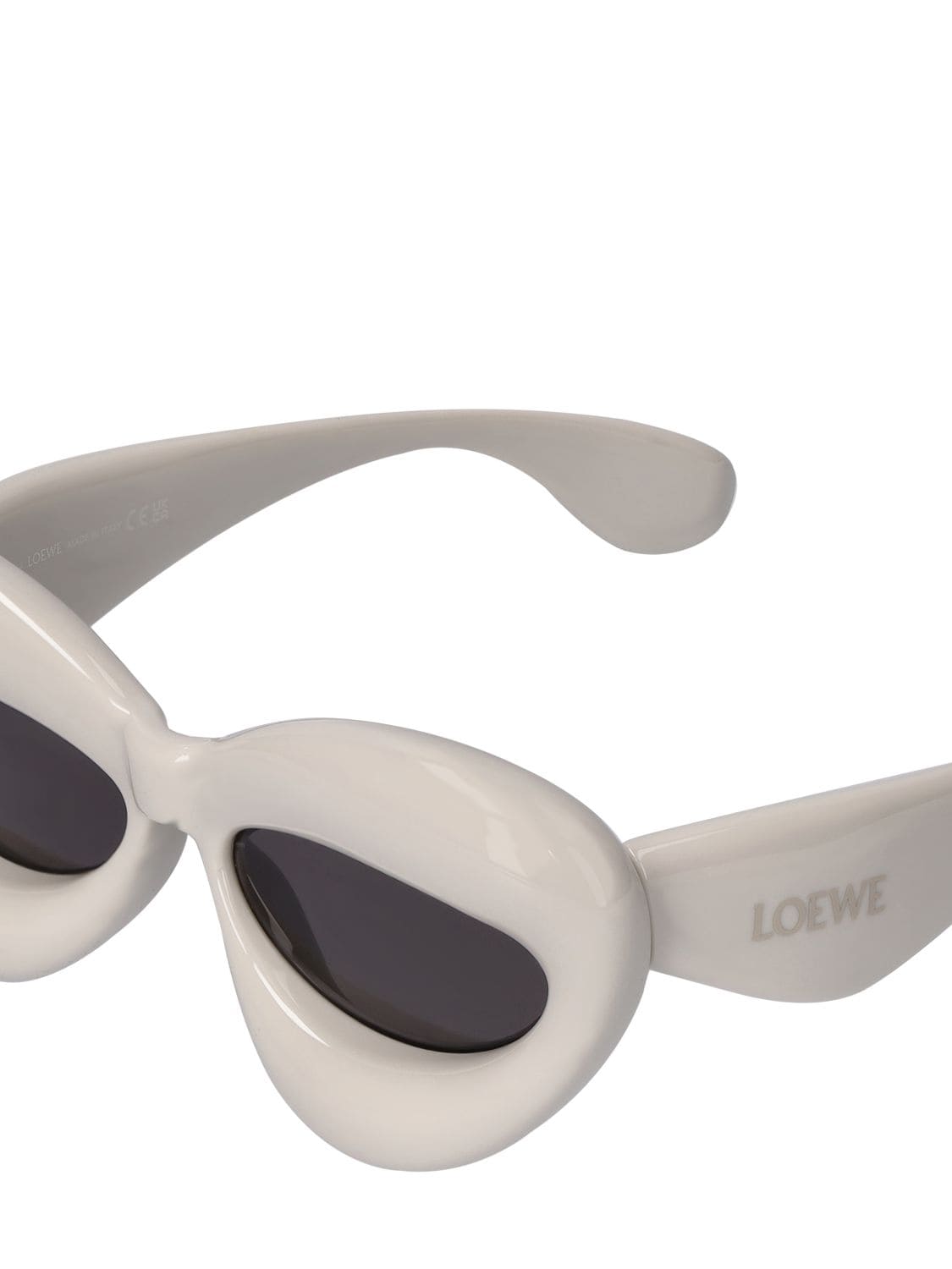 Shop Loewe Inflated Cat-eye Sunglasses In White,smoke