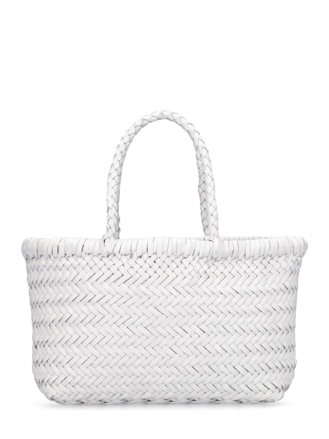 Dragon Diffusion Mini Flat Gora Leather Basket Bag In Pearl