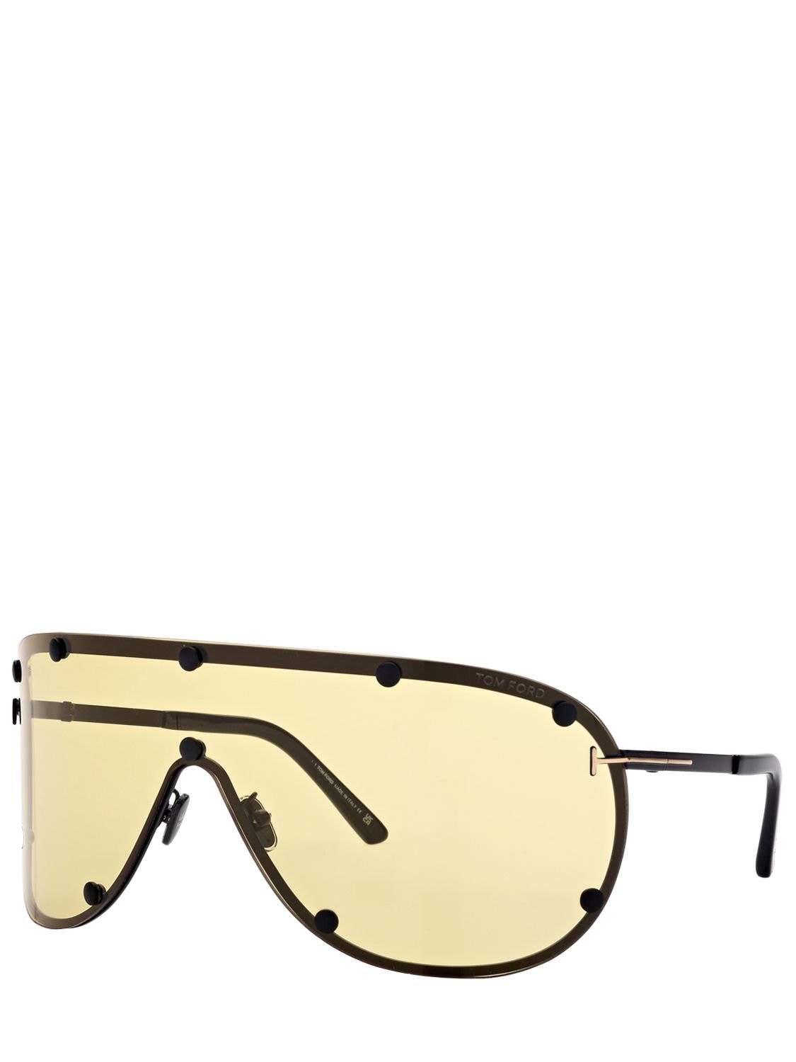 Tom Ford Kyler Pilot Mask Metal Sunglasses In Black,yellow