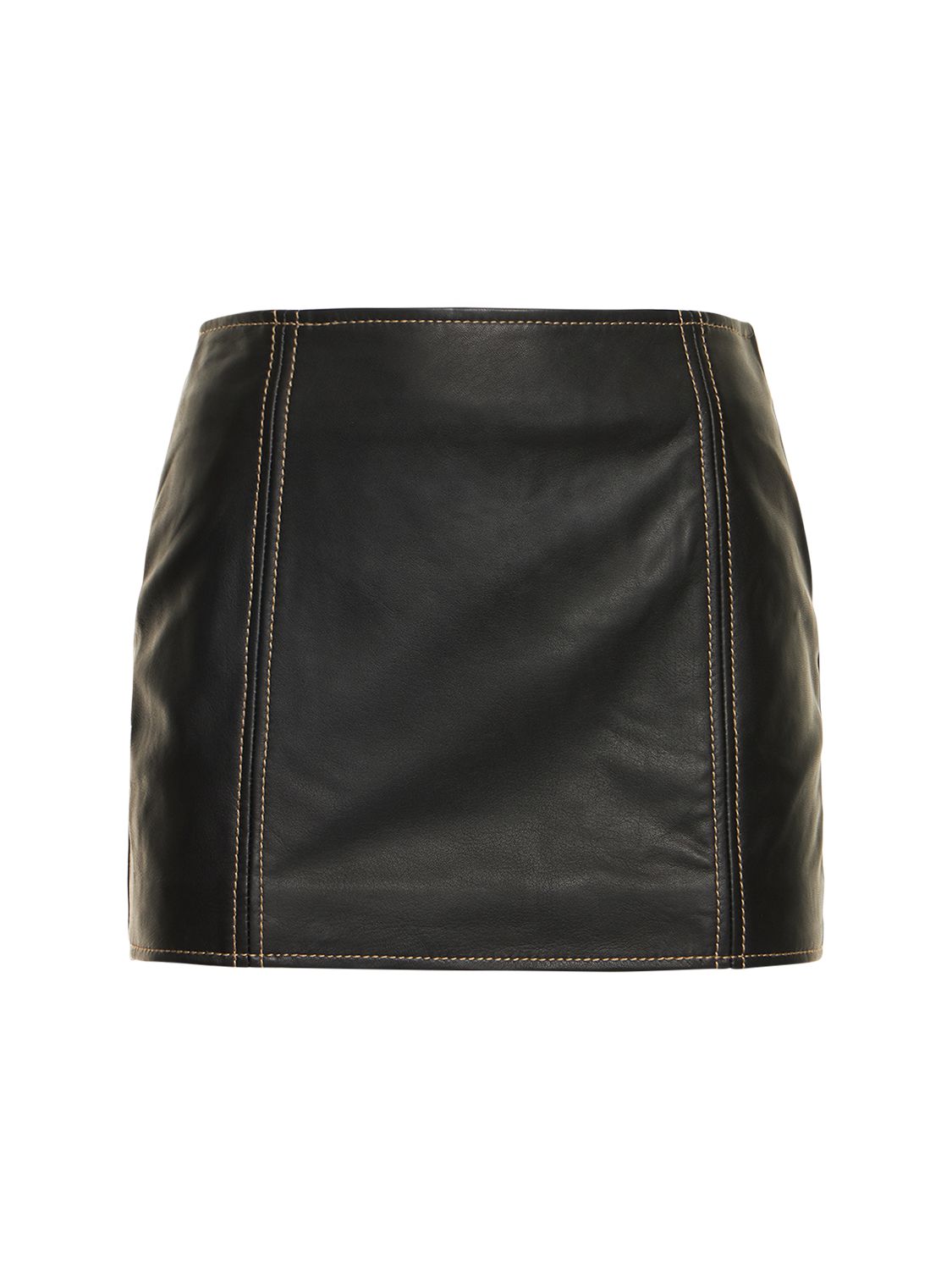 Musier Paris Debby Topstitched Leather Mini Skirt In Black ModeSens