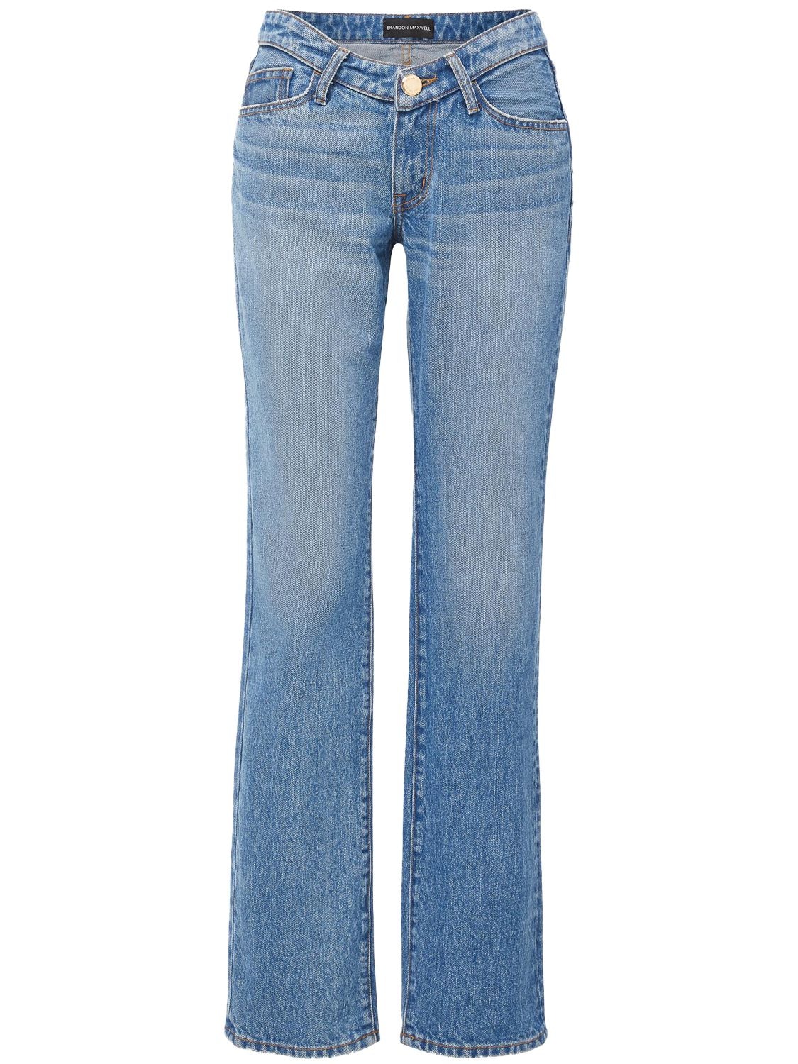 BRANDON MAXWELL Scooped Waist Denim Straight Jeans