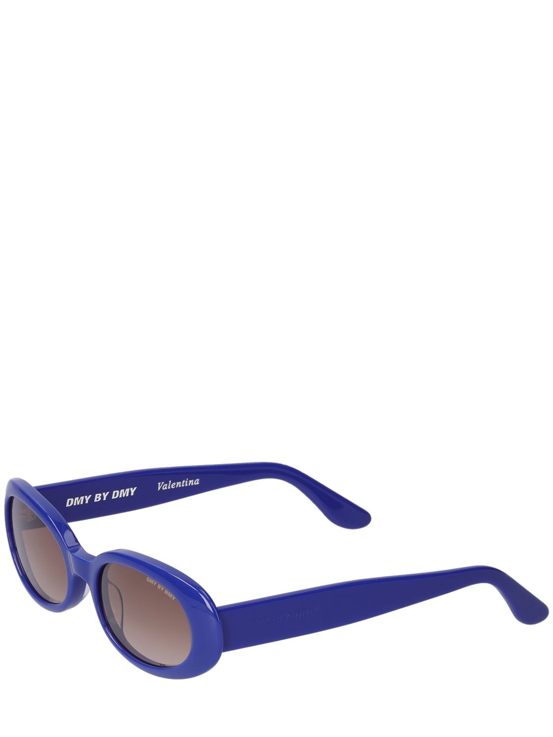 Shop Dmy By Dmy Valentina Oval Acetate Sunglasses In Blue,brown