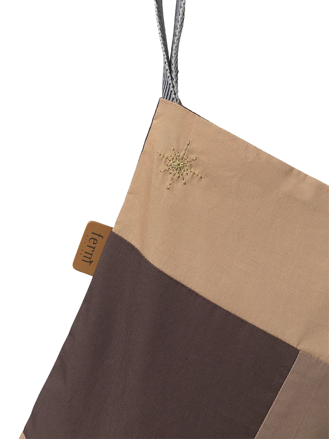 Shop Ferm Living Patchwork Cotton Christmas Stocking In Brown