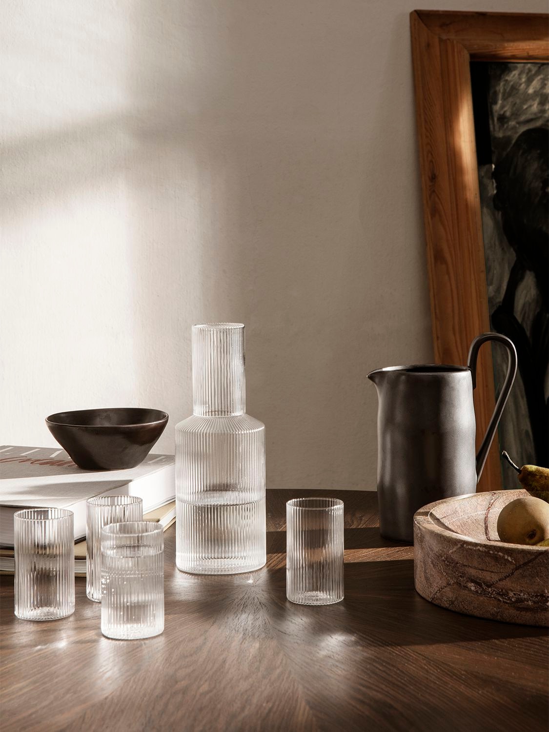 Shop Ferm Living Small Ripple Carafe Set In Transparent