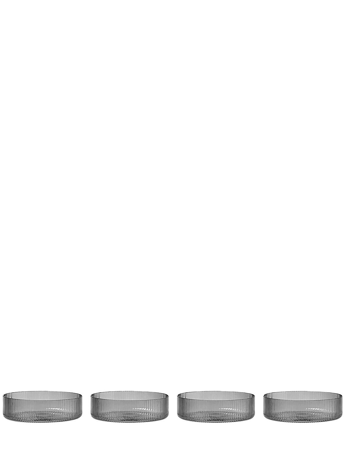 Ferm Living Set Of 4 Ripple Serving Bowls In Grey