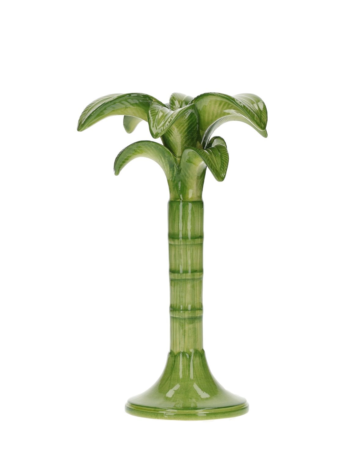 Les Ottomans Medium Palm Tree Candleholder In Green