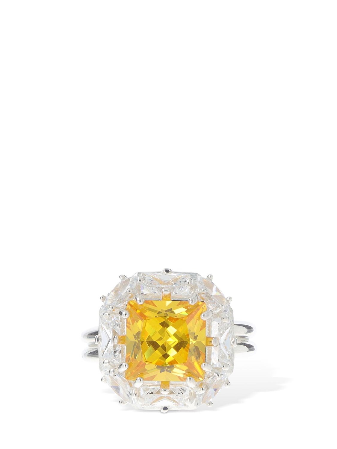 Shop Hatton Labs Crown Stone Ring In Yellow,crystal