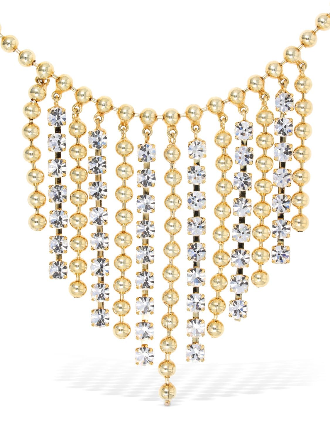 Shop Alessandra Rich Crystal & Chain Fringes Necklace In Gold,crystal