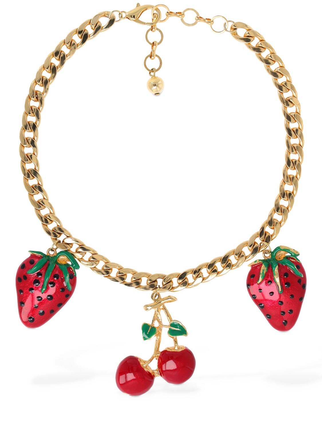 Alessandra Rich Strawberry motif Chain Necklace In Multicolor