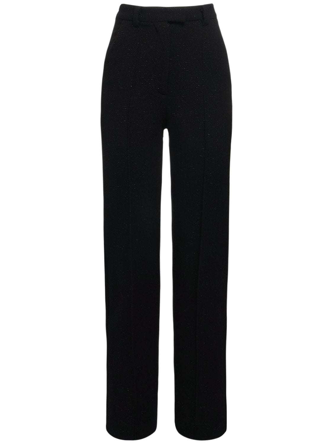 Alessandra Rich Tweed Lurex Wide Pants In Black