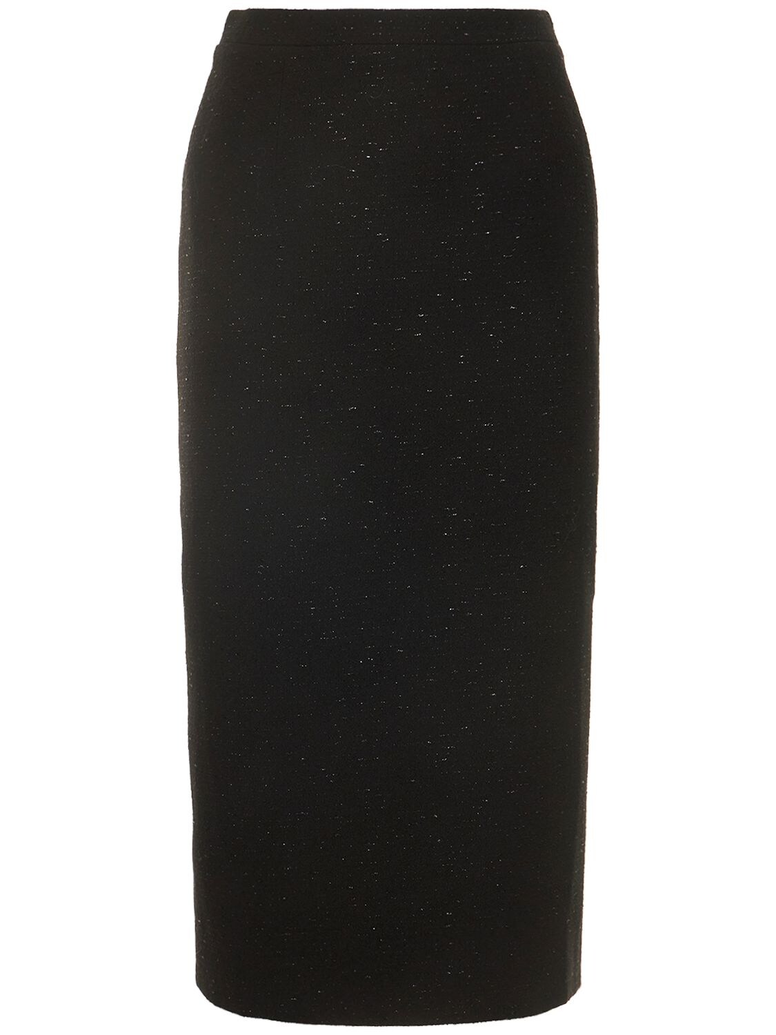 Alessandra Rich Tweed Wool Blend Lurex Midi Skirt In Black | ModeSens