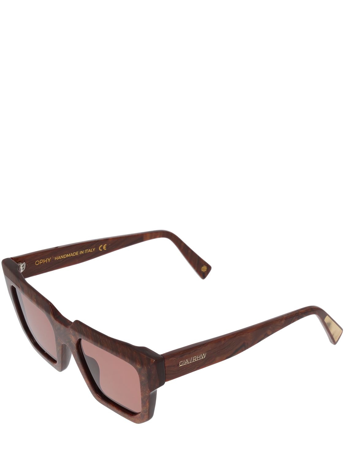 Shop Gia Borghini Gia X Rhw Squared Acetate Sunglasses In Radica,garnet