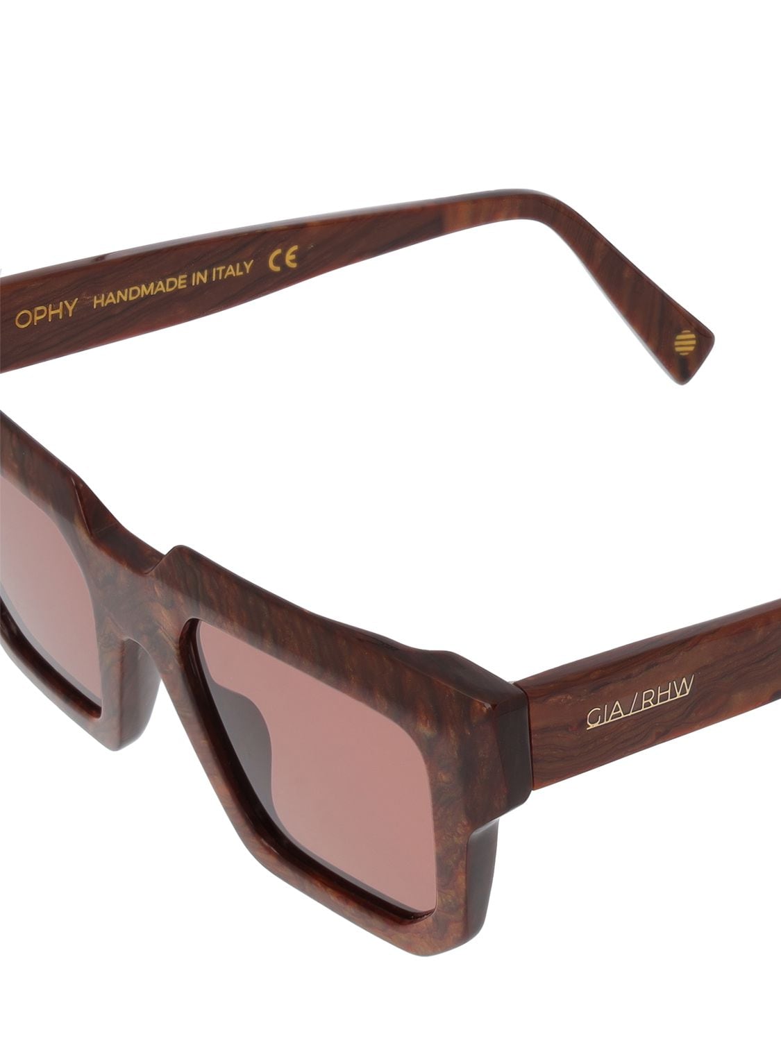 Shop Gia Borghini Gia X Rhw Squared Acetate Sunglasses In Radica,garnet