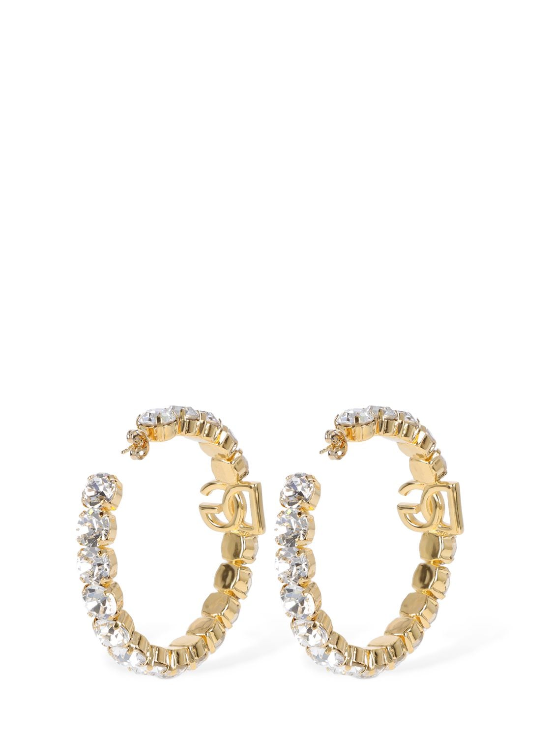 Shop Dolce & Gabbana Dg Diva Crystal Hoop Earrings In Gold,crystal