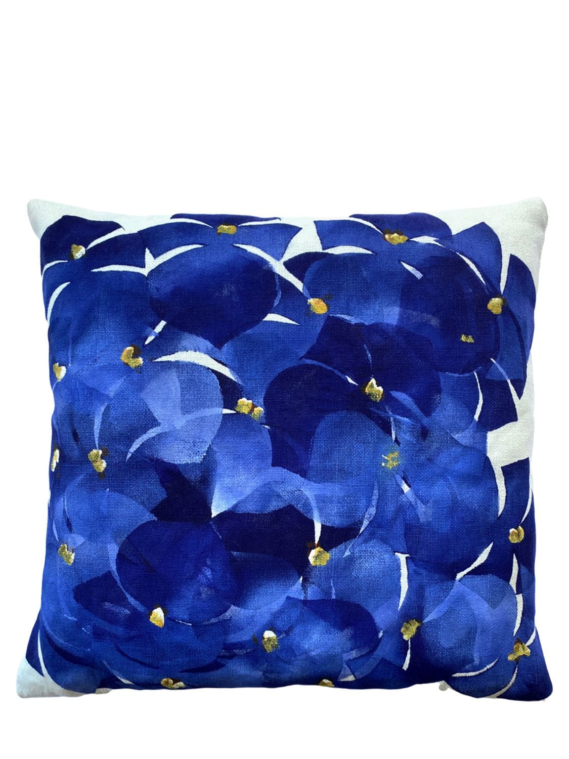Shop Chiara Grifantini Hydrangea Blu Cushion In Blue