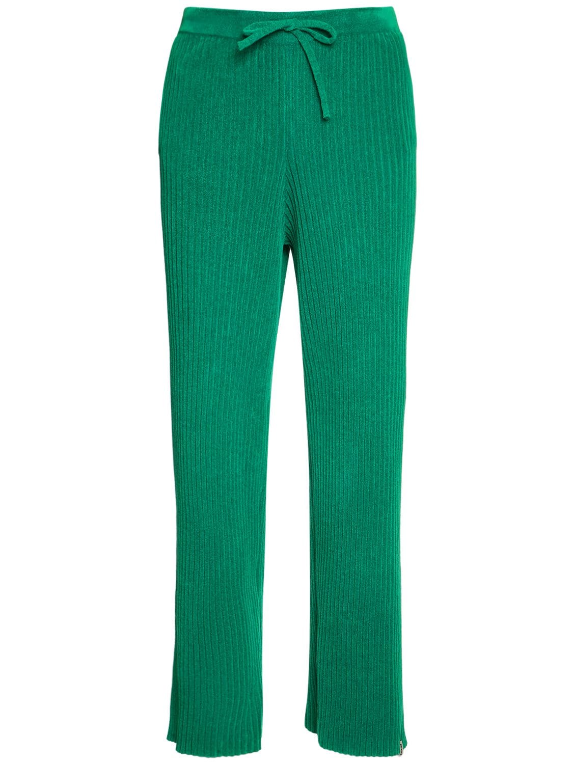 Bonsai Loose Cotton & Lycra Knit Sweatpants In Green