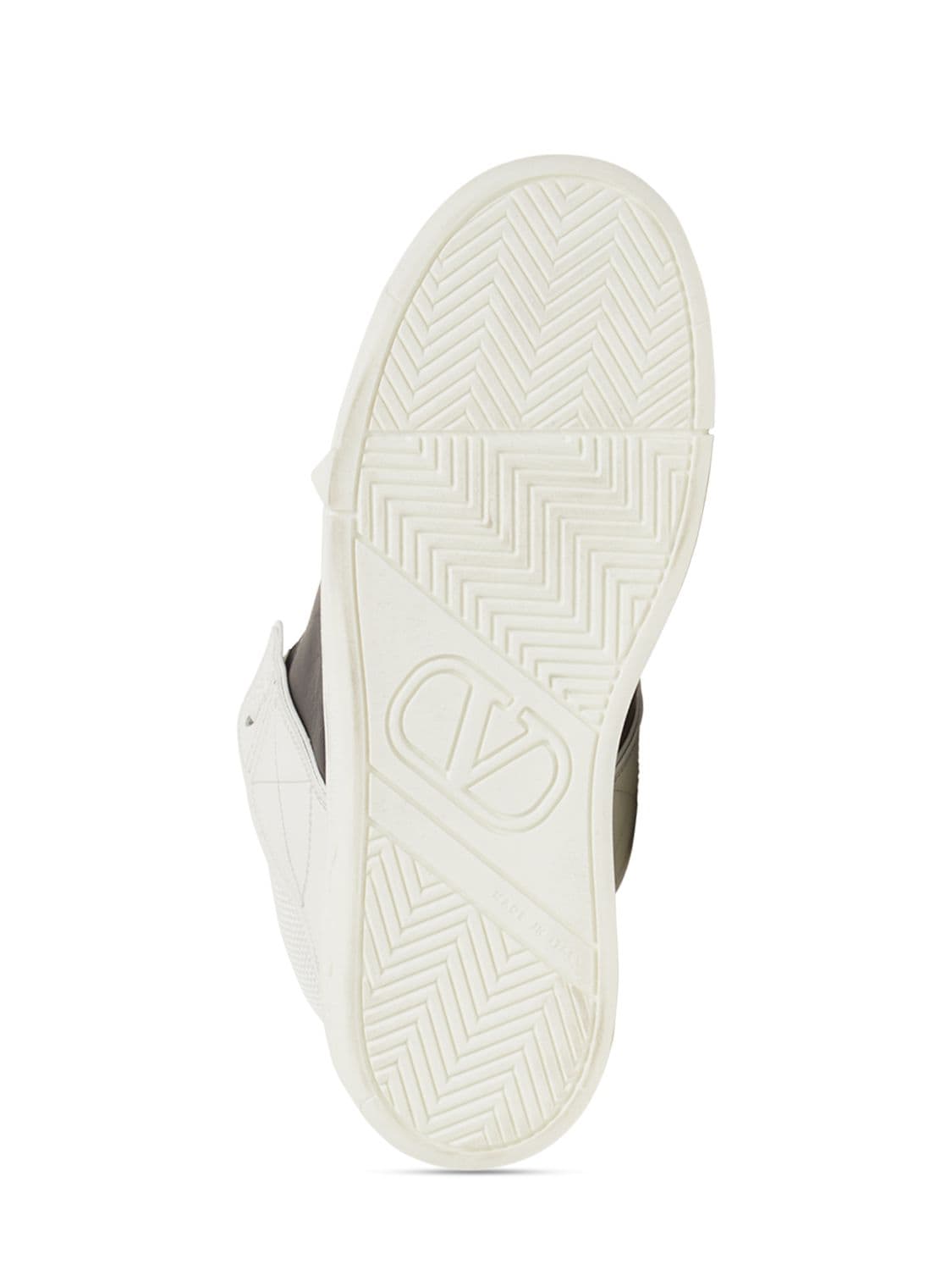 Shop Valentino 20mm Open Skate Leather Sneakers In White,black