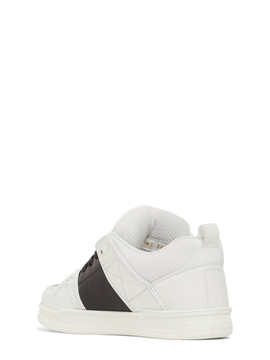 Shop Valentino 20mm Open Skate Leather Sneakers In White,black