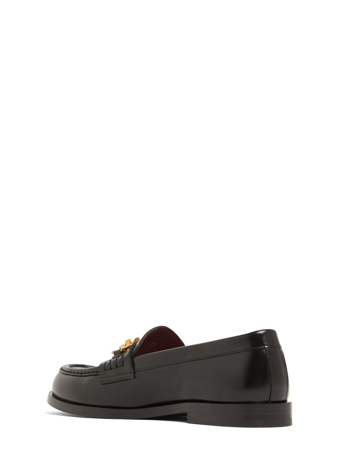 Shop Valentino 10mm Vlogo Chain Leather Loafers In Black