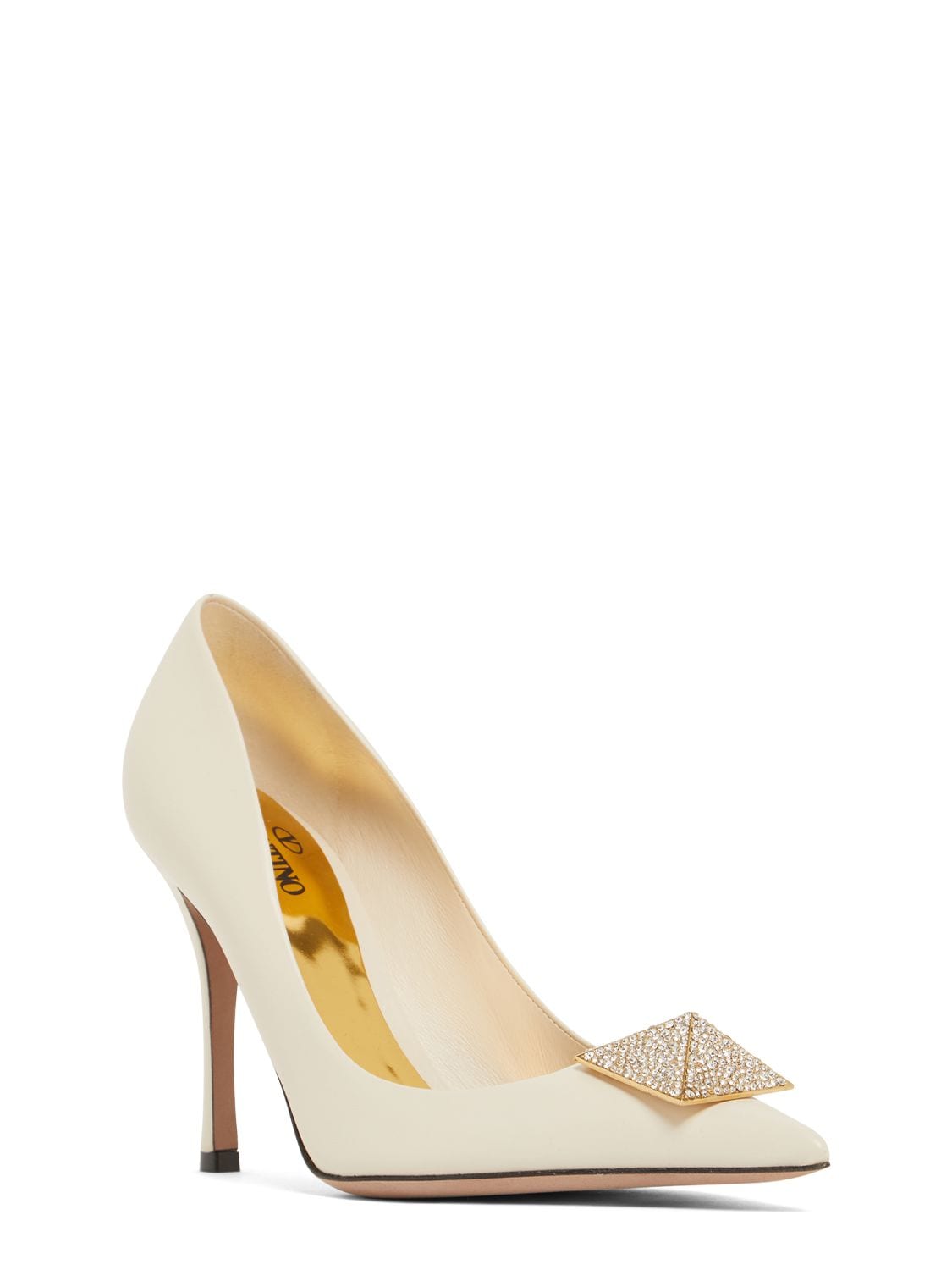 Shop Valentino 100mm One Stud Leather Pumps In Light Ivory