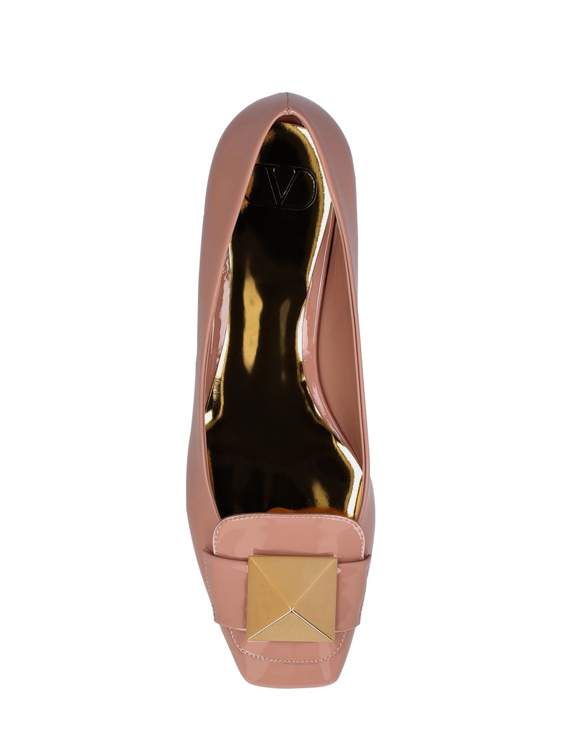 Shop Valentino 20mm One Stud Patent Leather Flats In Nude