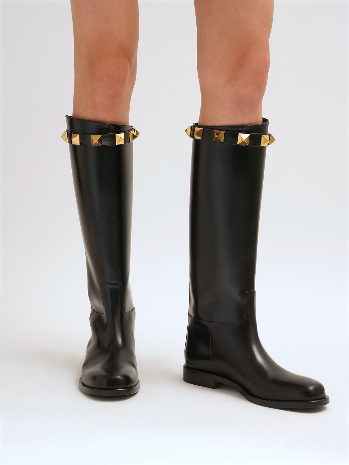 Shop Valentino 15mm Roman Studs Boots In Black