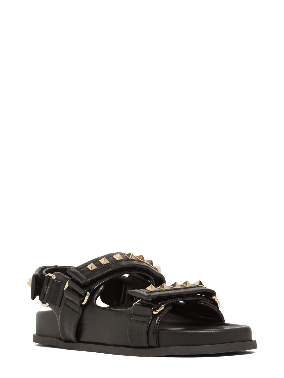 Shop Valentino 10mm Rockstud Leather Flats In Black