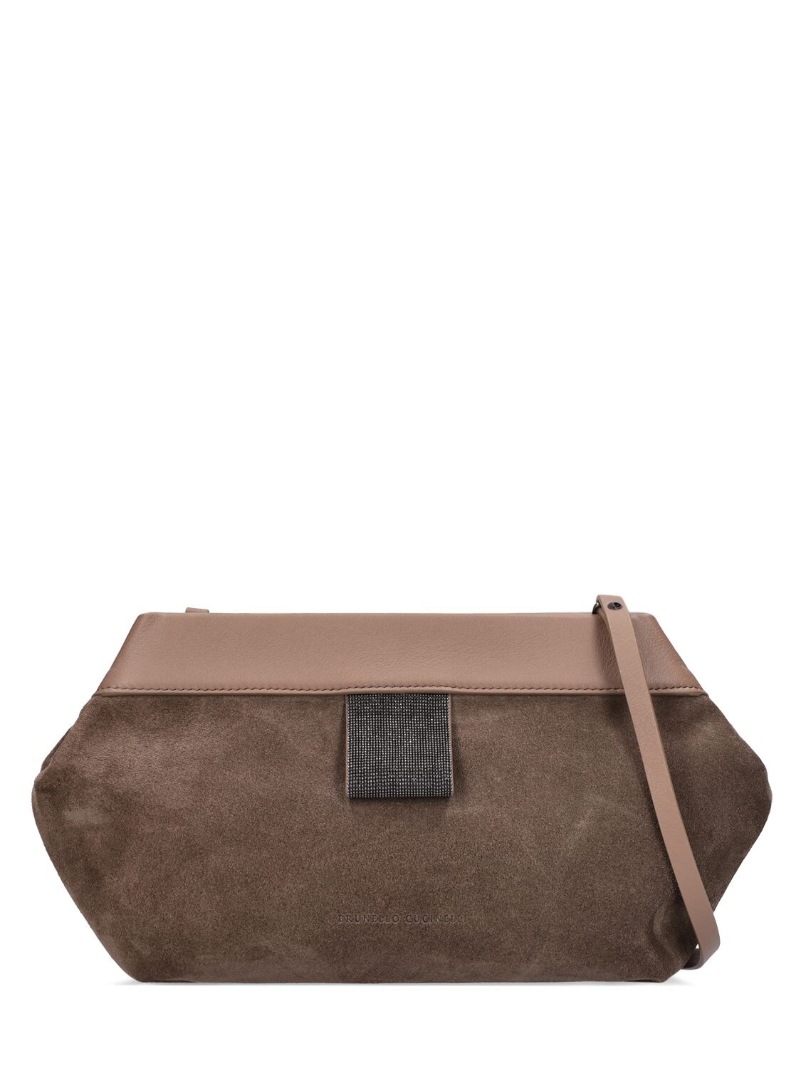 Embellished Suede Tote Bag in Brown - Brunello Cucinelli