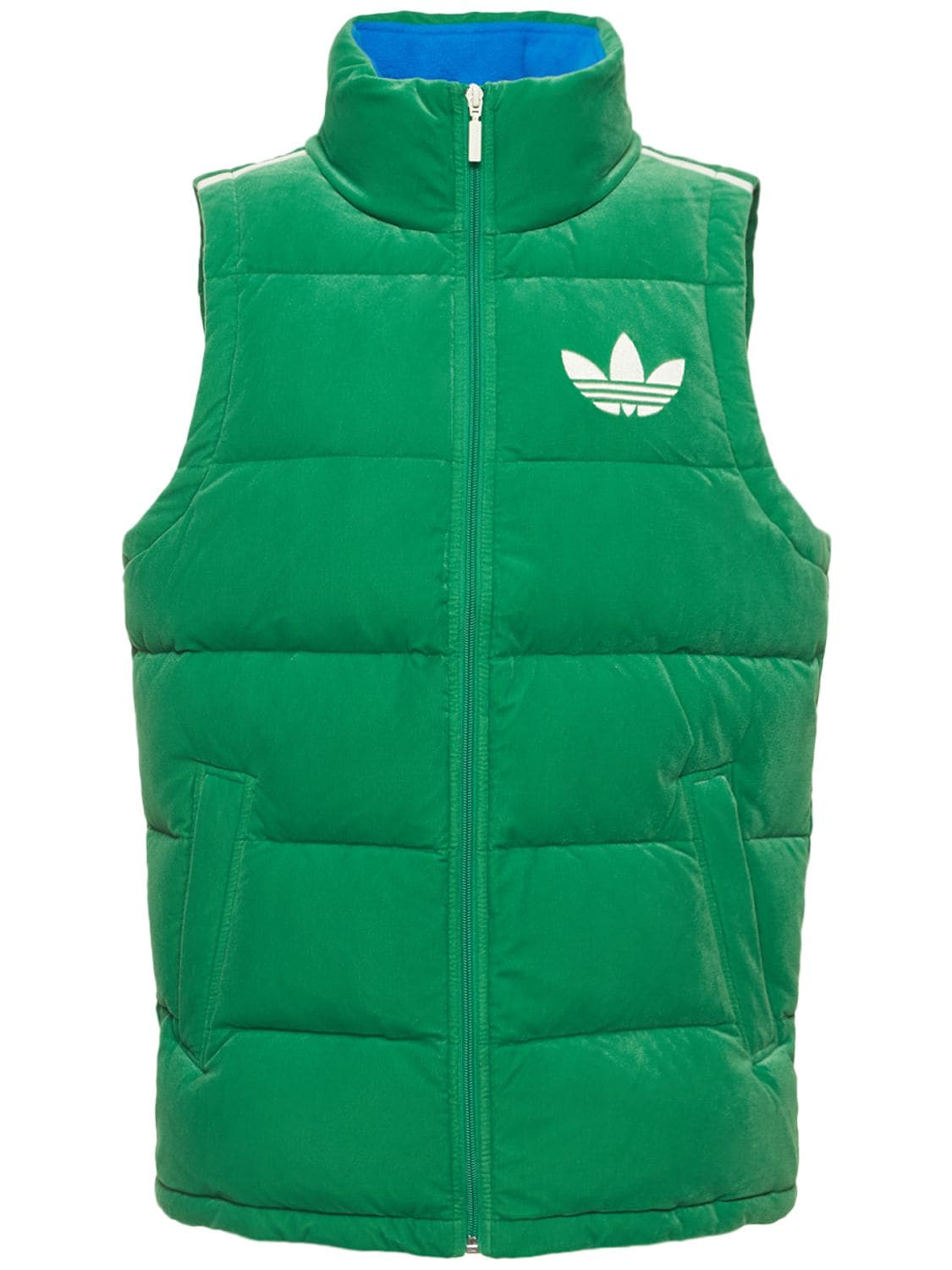Adidas Originals Velvet Puffer Vest In Green