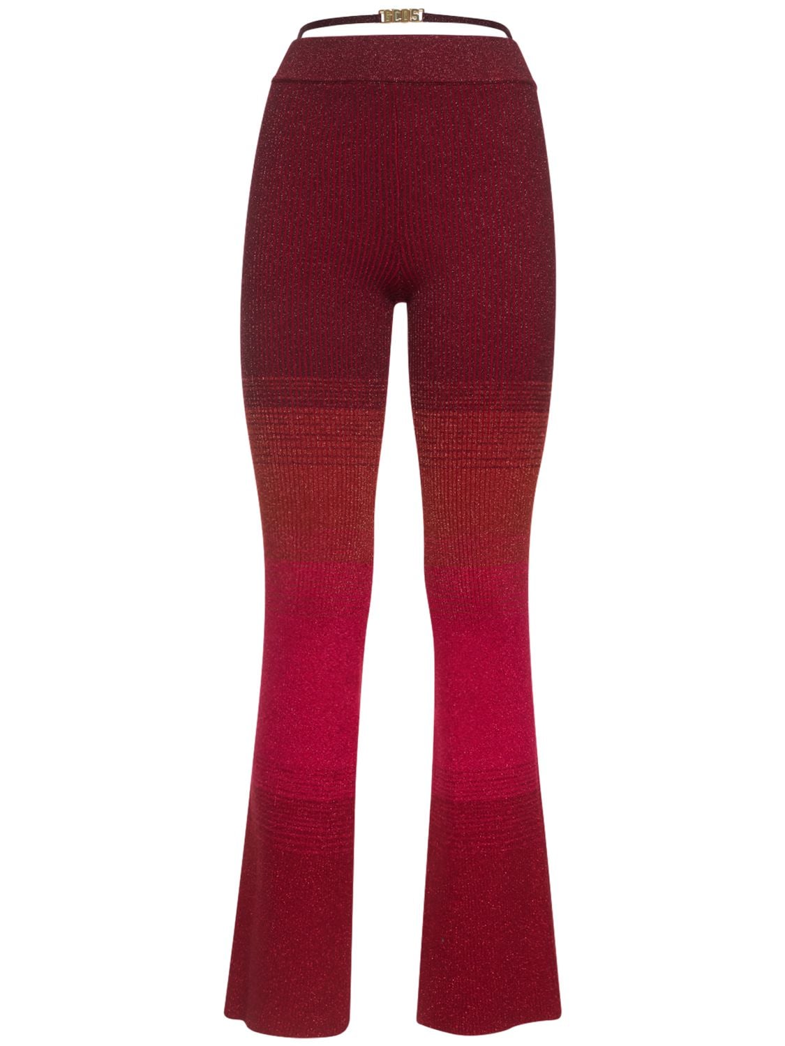 Gcds Ribbed Degrade Lurex Knit Pants In Red,multi