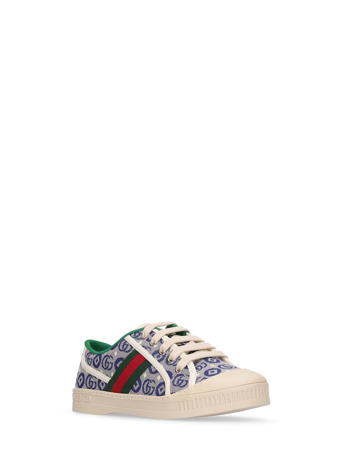 Shop Gucci Tennis 1977 Label Sneakers In Blue,white