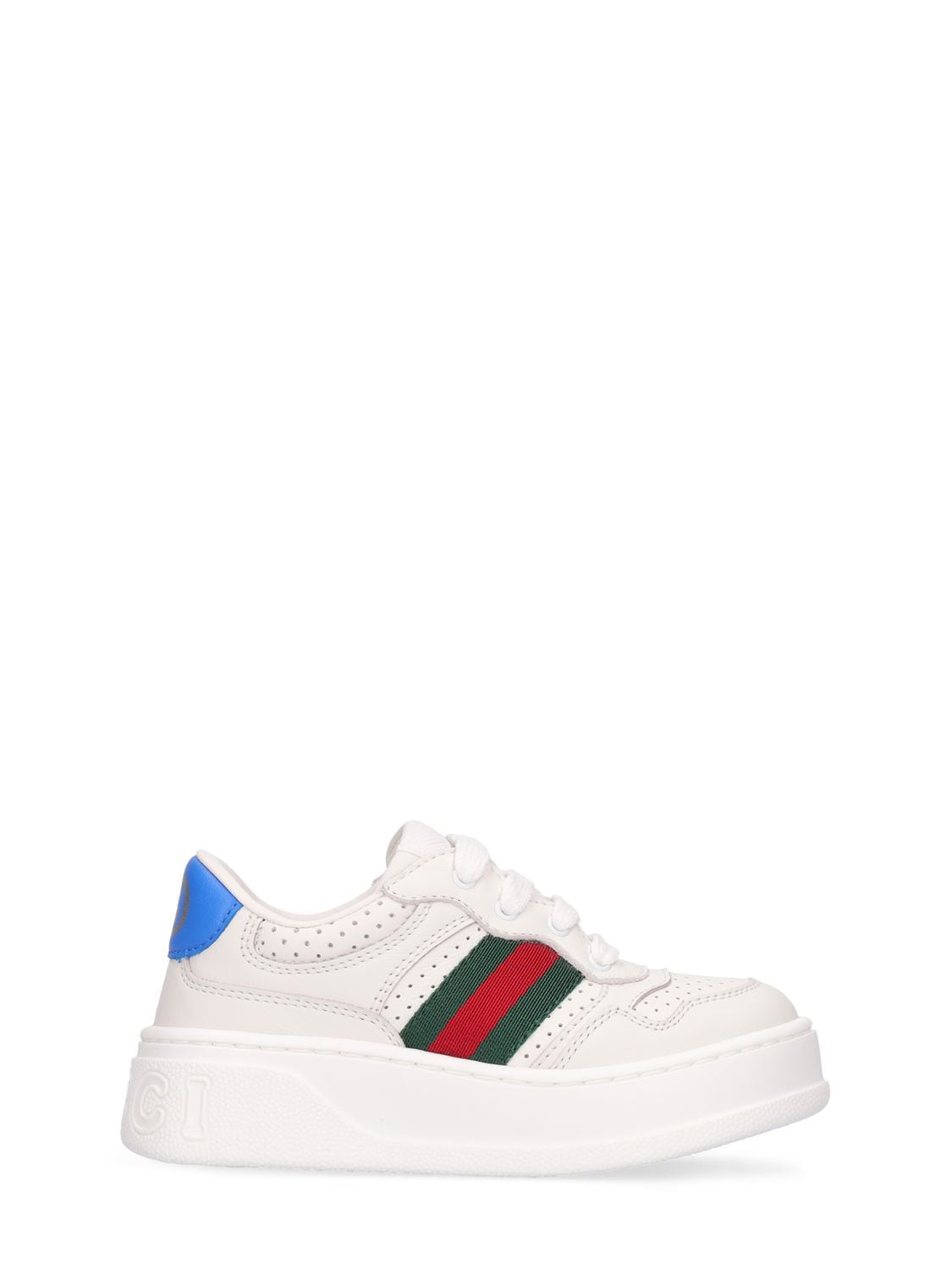 Shop Gucci Chunky B Leather Sneakers In White