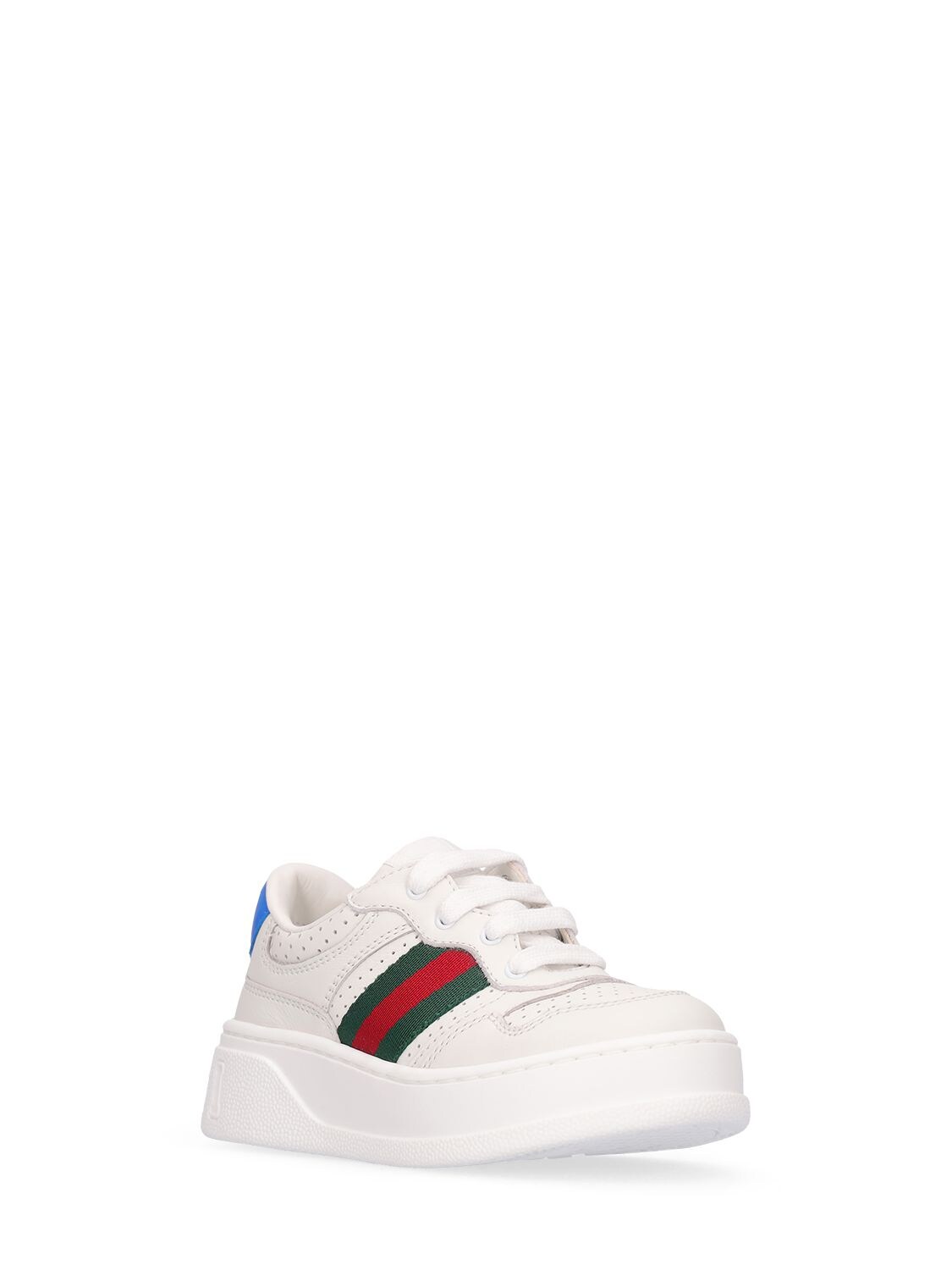 Shop Gucci Chunky B Leather Sneakers In White