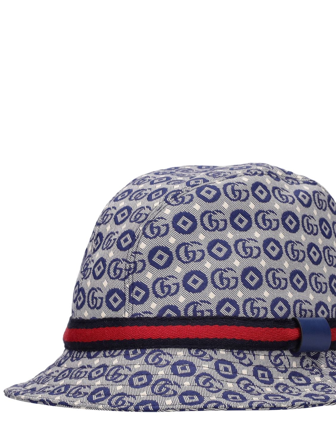 Shop Gucci Logo Jacquard Hat In Blue,white
