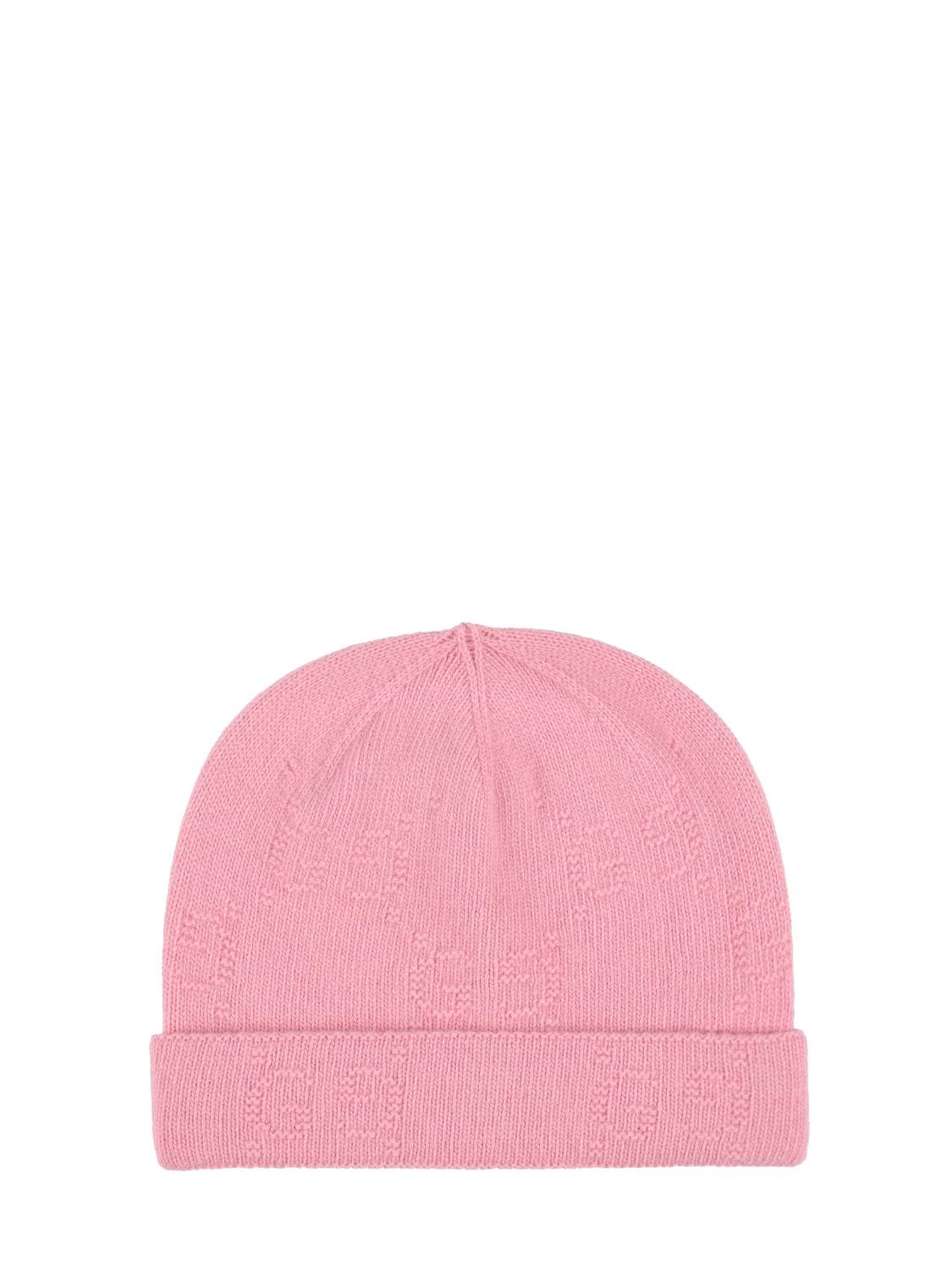 Gucci Babies' Gg Wool Knit Beanie Hat In Pink