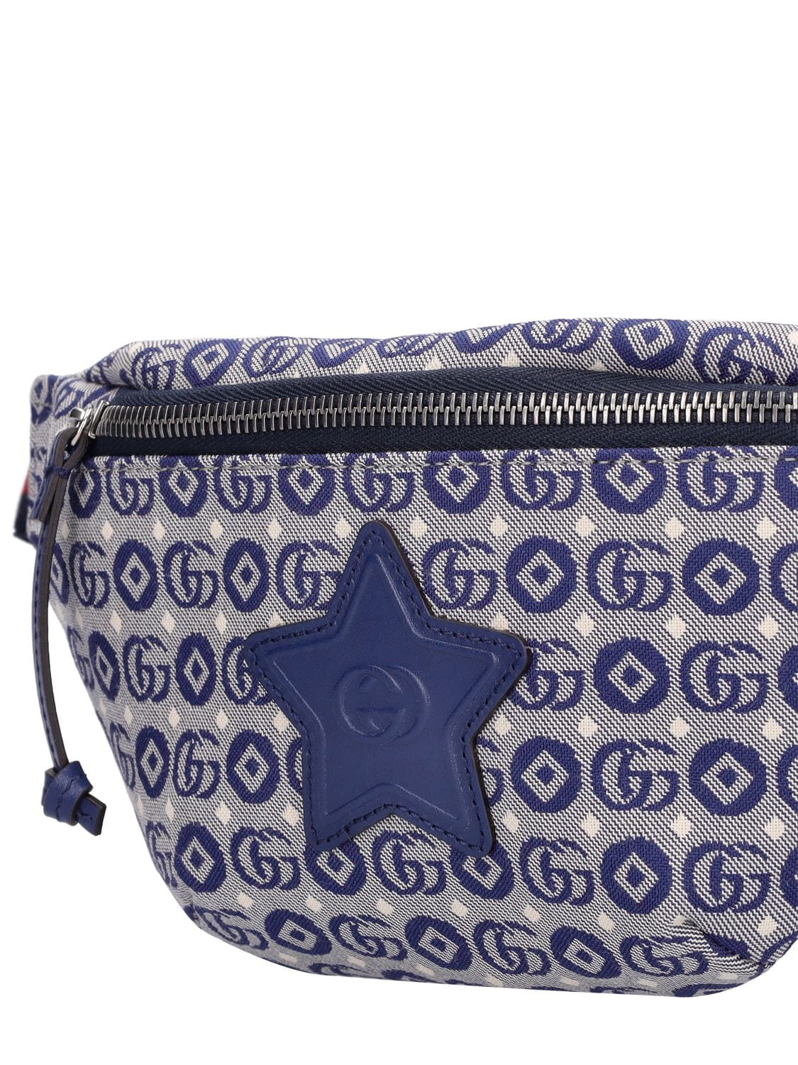 Shop Gucci Double G Cotton Jacquard Belt Bag In Blue,multi